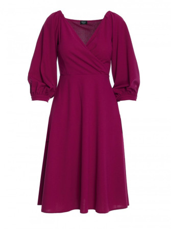 S383 Plazdančio silueto suknelė pūstomis rankovėmis - juoda