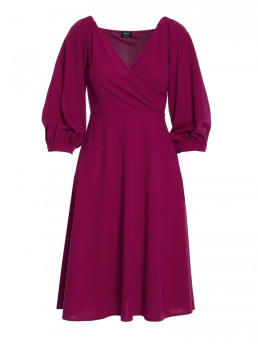 S383 Plazdančio silueto suknelė pūstomis rankovėmis - juoda