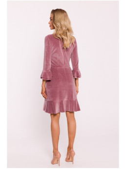 M825 Velvetinis suknelė su raukiniais - crepe pink