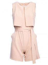 M574 Double Layered Sleeveless Romper - beige