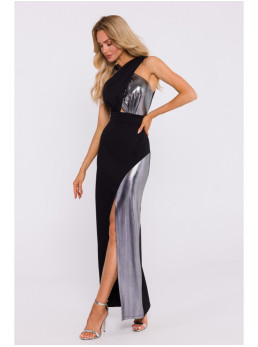 M835 Derinta maxi suknelė - juoda