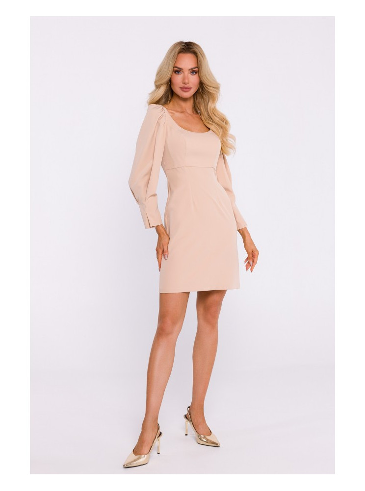 M836 Mini suknelė kvadratine iškirpte - smėlio