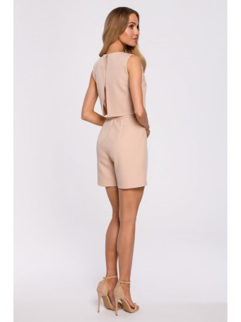 M574 Double Layered Sleeveless Romper - beige