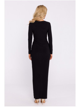 M840 Maksi suknelė su mazgu - juoda