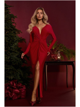 M840 Ilga suknelė su mazgu - raudona