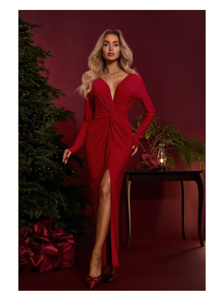 M840 Maksi suknelė su mazgu - raudona