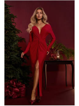 M840 Maksi suknelė su mazgu - raudona