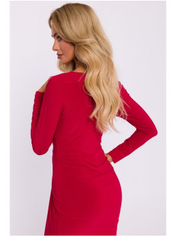 M840 Ilga suknelė su mazgu - raudona