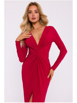 M840 Ilga suknelė su mazgu - raudona