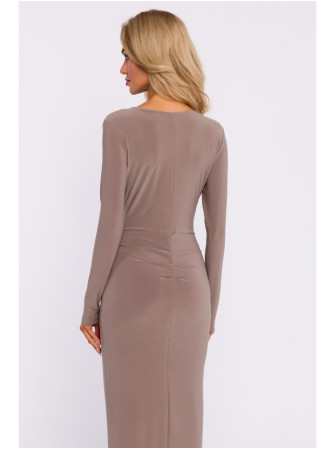 M840 Maksi suknelė su mazgu - smėlio