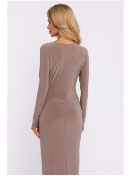 M840 Maksi suknelė su mazgu - smėlio