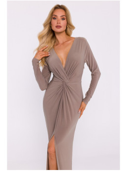 M840 Maksi suknelė su mazgu - smėlio