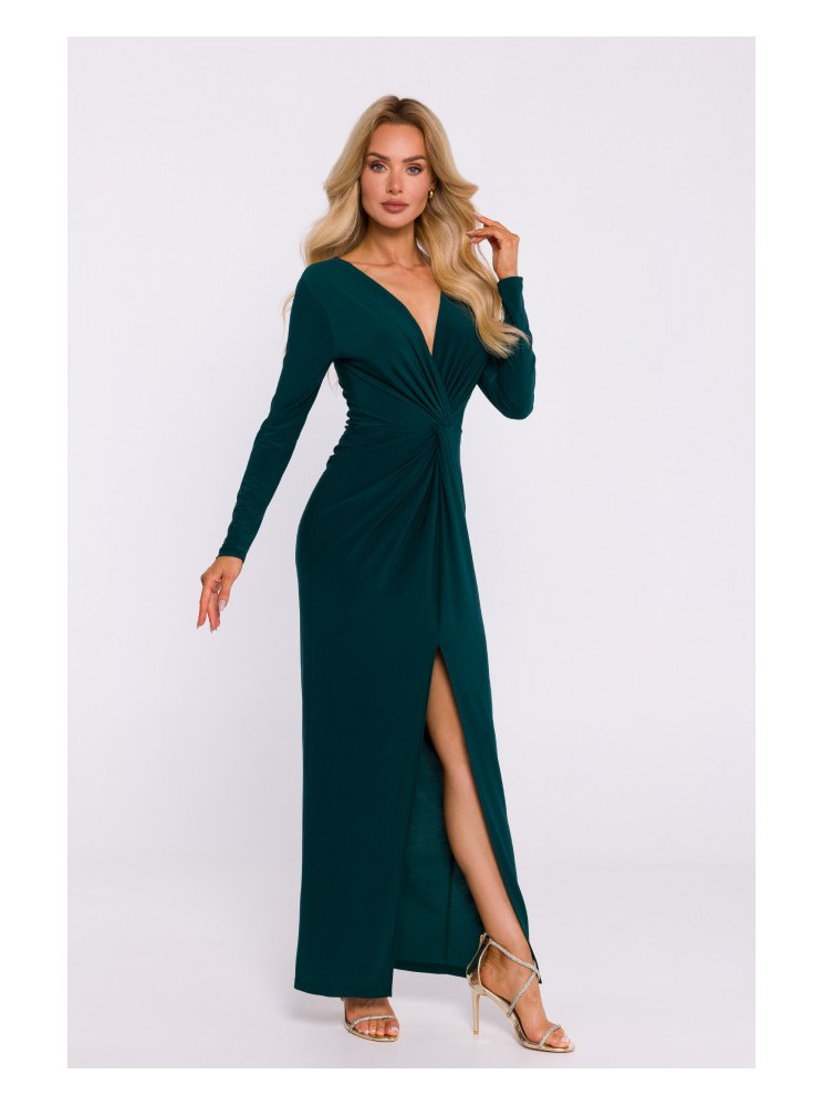 M840 Maksi suknelė su mazgu - bottle green