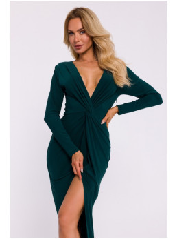 M840 Maksi suknelė su mazgu - bottle green