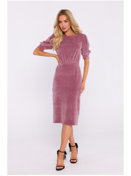 M827 Aksominė figūrą pabrėžianti suknelė - crepe pink