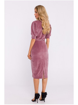 M827 Aksominė figūrą pabrėžianti suknelė - crepe pink