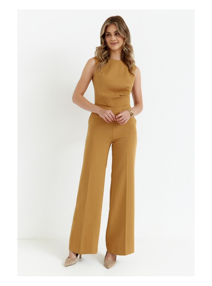 S115 Plačios kelnės kombinezonas - cinnamon