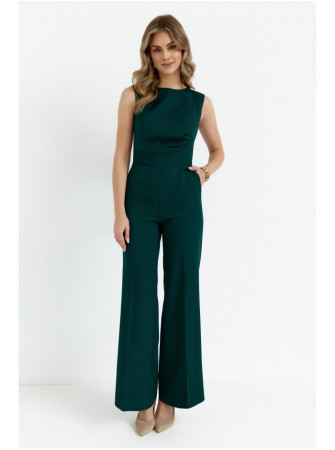 S115 Plačios kelnės kombinezonas - bottle green