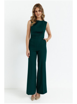 S115 Plačios kelnės kombinezonas - bottle green