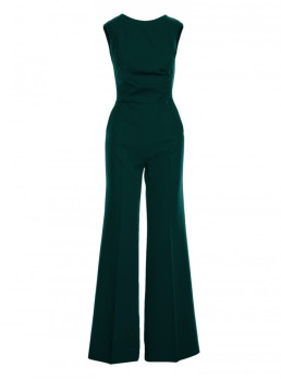 S115 Plačios kelnės kombinezonas - bottle green