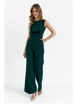 S115 Plačios kelnės kombinezonas - bottle green