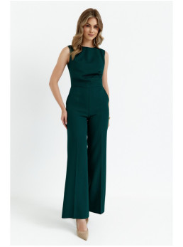 S115 Plačios kelnės kombinezonas - bottle green