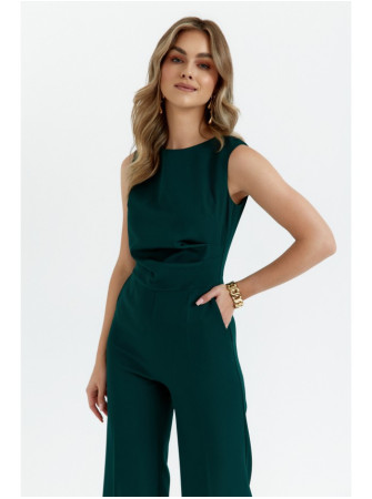 S115 Plačios kelnės kombinezonas - bottle green