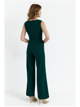 S115 Plačios kelnės kombinezonas - bottle green