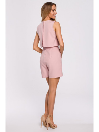 M574 Double Layered Sleeveless Romper - powder