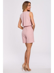 M574 Double Layered Sleeveless Romper - powder