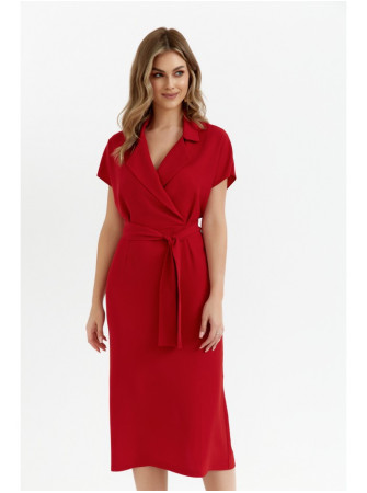 S363 Marškininė suknelė su dirželiu - raudona