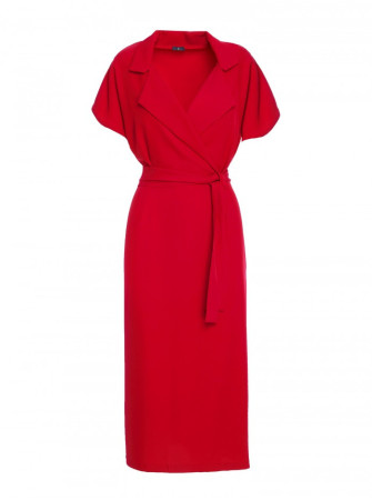 S363 Marškininė suknelė su dirželiu - raudona