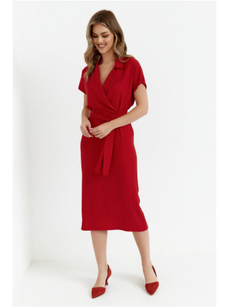 S363 Marškininė suknelė su dirželiu - raudona