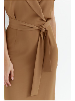 S363 Marškinių tipo suknelė su dirželiu - smėlio