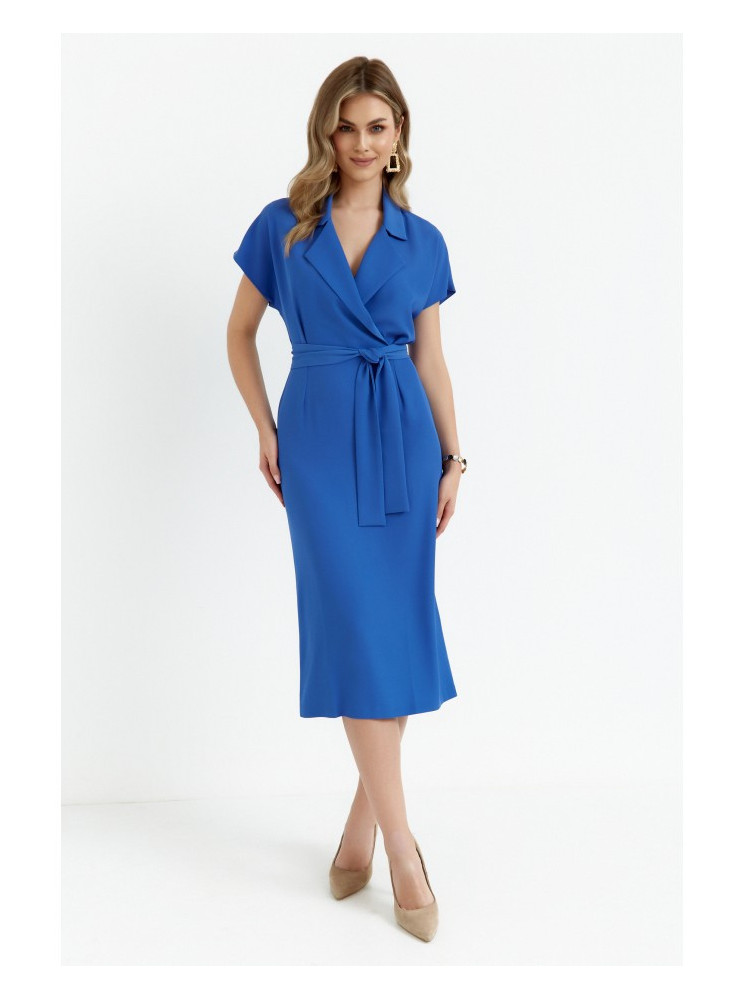 S363 Marškininė suknelė su diržu - mėlyna