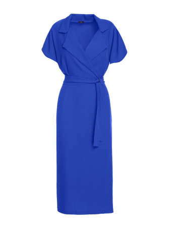 S363 Marškininė suknelė su diržu - mėlyna