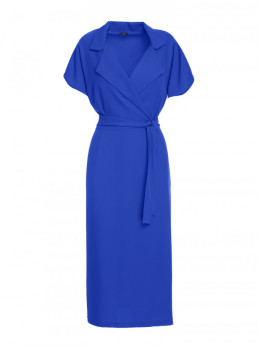 S363 Marškininė suknelė su diržu - mėlyna