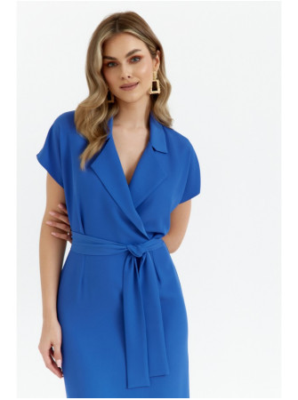 S363 Marškininė suknelė su diržu - mėlyna