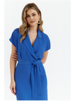 S363 Marškininė suknelė su diržu - mėlyna
