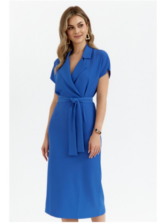 S363 Marškininė suknelė su diržu - mėlyna