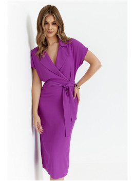 S363 Marškininė suknelė su dirželiu - levandų