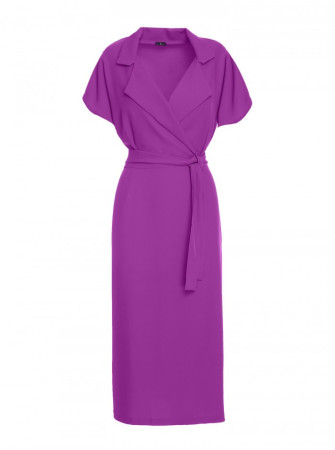 S363 Marškininė suknelė su dirželiu - levandų