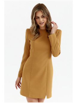 M755 Sukurta suknelė su modeliuojančiomis siūlėmis - cinnamon