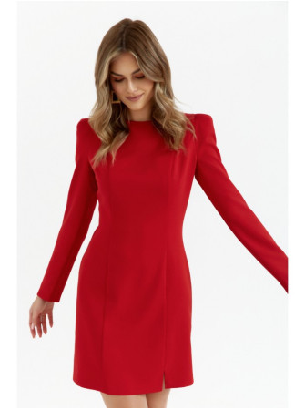 M755 Raudona suknelė su modeliuojančiomis siūlėmis - raudona