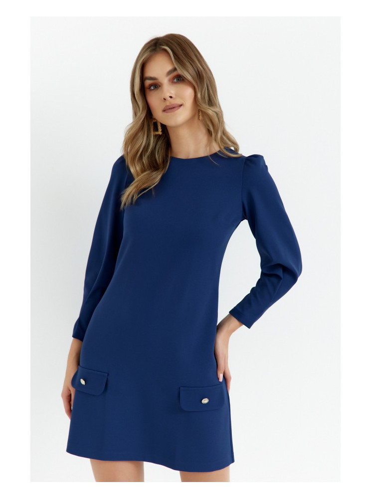 .K148 Trapecijos formos suknelė - tamsiai mėlyna