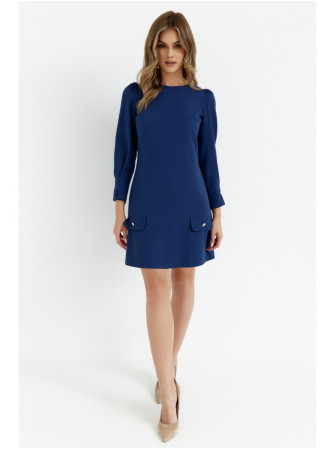 .K148 Trapecijos formos suknelė - tamsiai mėlyna