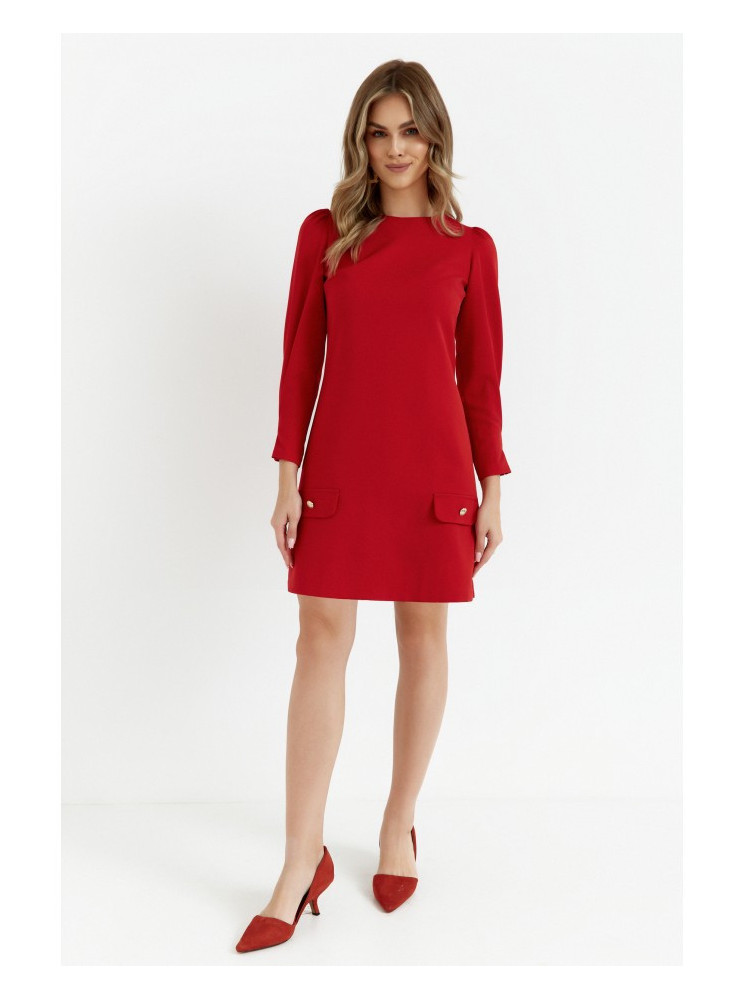 .K148 Trapecijos formos suknelė - raudona