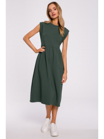M581 High Waist Sleeveless Dress - military green