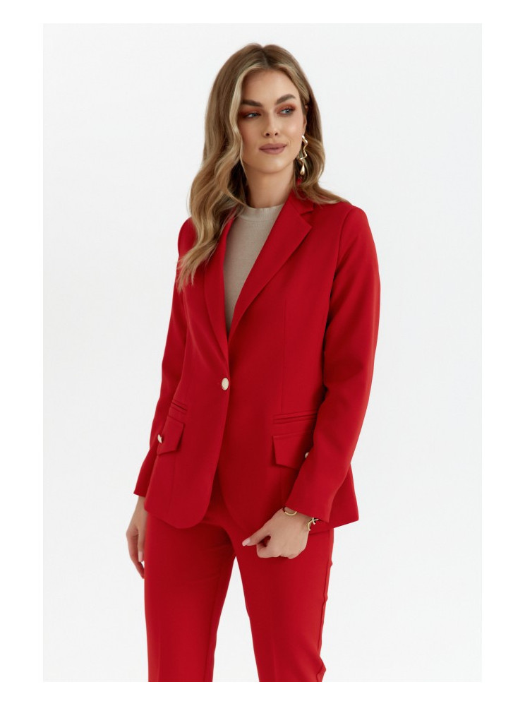 .K141 Švarkas su dvigubomis kišenėmis - raudona