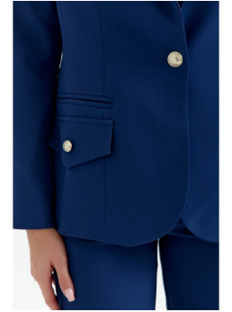 .K141 Švarkas su dvigubomis kišenėmis - tamsiai mėlyna